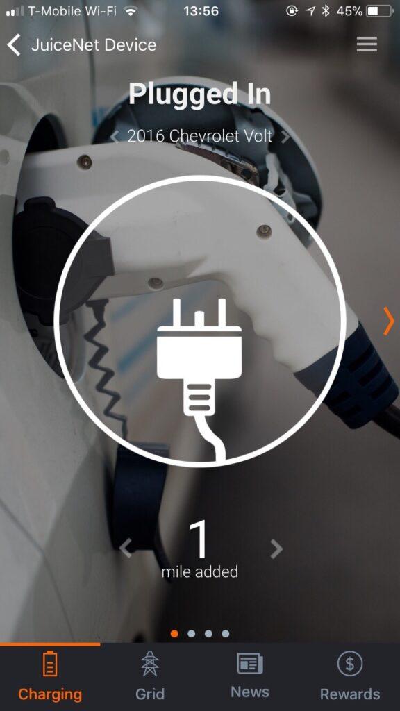 ev juicenet app summary screen